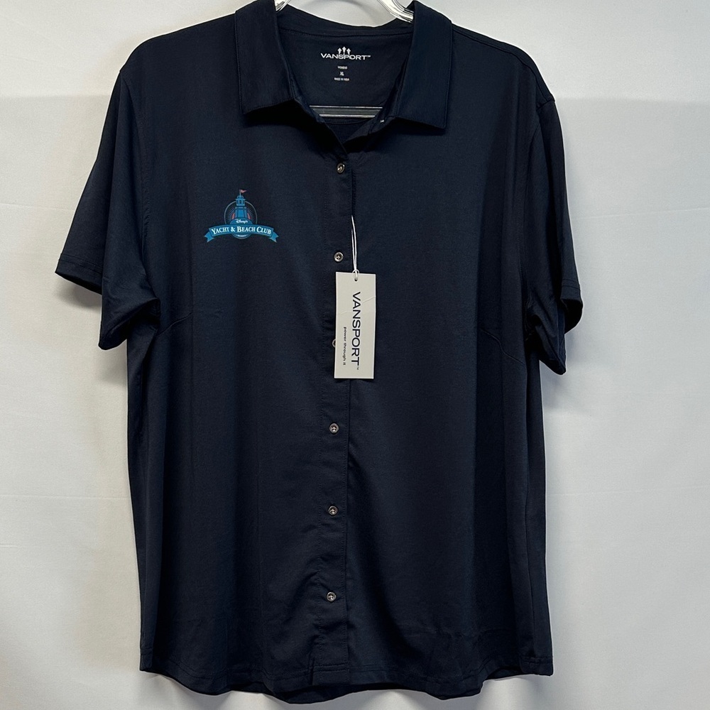 NWT Disney Yacht & Beach Club Resort Women's Navy Button Down Shirt XL